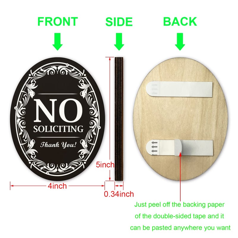 FTONENI No Soliciting Sign for House or Office, No Solicitors Sign for Front Door or Wall Decor, No Soliciting Signs for Indoor/Outdoor Home or Business Use, 4 "" x 5 "" (with Strong Adhesive Tape) - PMB005 - Image 2